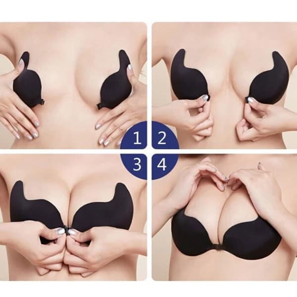 Silicone push-up klæbende bh til en perfekt udskæring - Beige