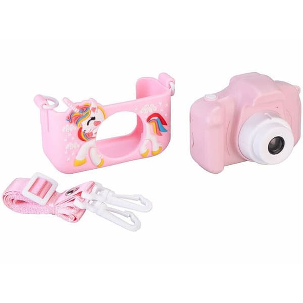 Barnkamera DV-55.kids 2 objektiv med rosa enhörningsfodral