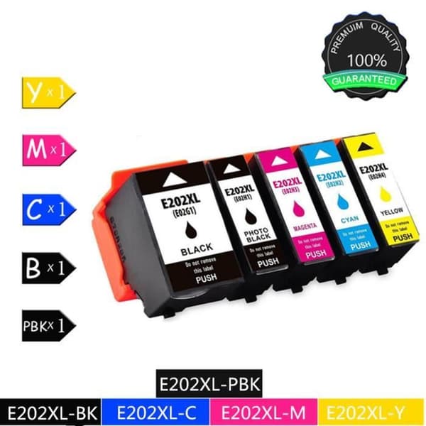 5 x E202XL(BBCMY) yhteensopiva kasetti Epson Expression premium xp-6000/6005
