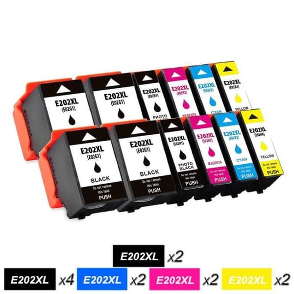 Pack av 12 bläckpatroner E202XL kompatibla med Epson Expression premium xp-6005/xp-6000