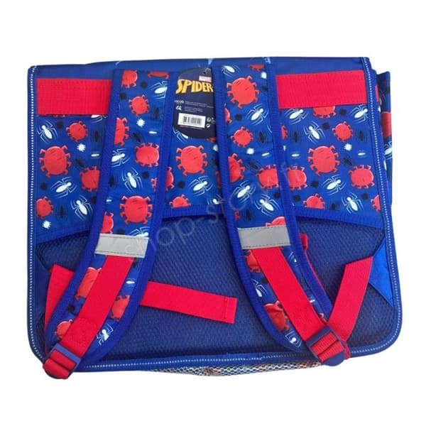 Spiderman skoletaske 37 cm rød og blå med 2 rum, frontlomme og polstrede stropper