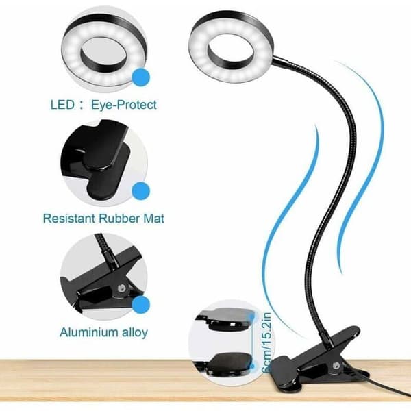 LED-pöytälamppu, jossa on 48 LEDiä, 3 tilaa, USB