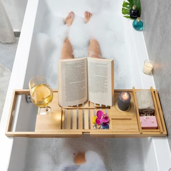 Trayth InnovaGoods Bamboo utdragbar badkarsbricka