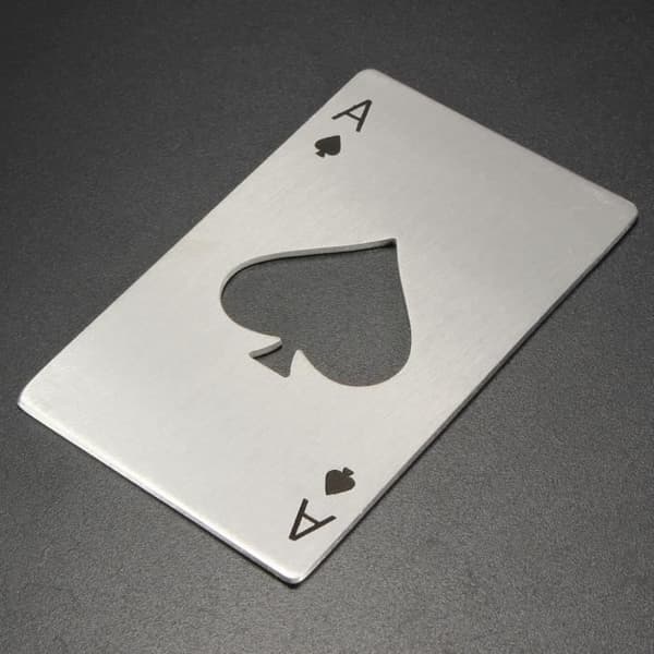 Ruostumaton teräs pullonavaaja, pokeriässän muotoinen, olutpullolle
