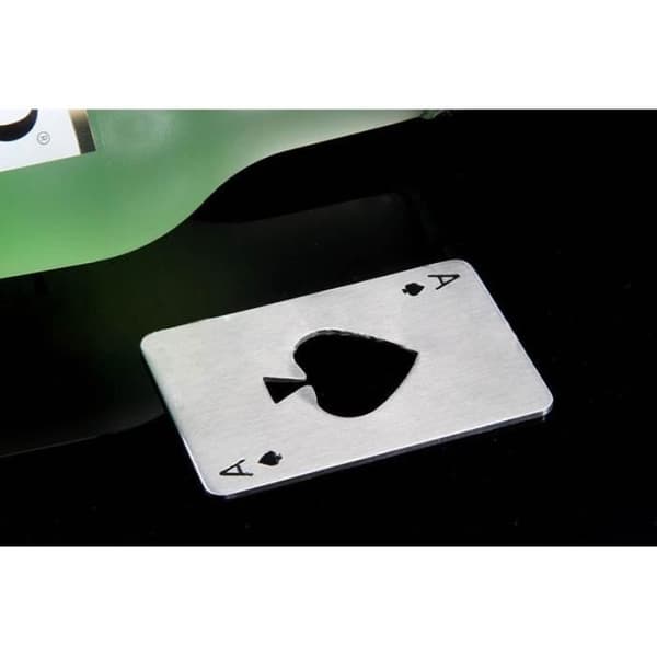Rustfrit stål poker kort spader en sodavand øl flaskeåbner