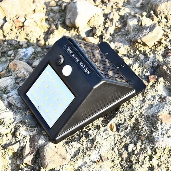 Vägglampa utomhus 20 solcells-LED med rörelsesensor - Svart -