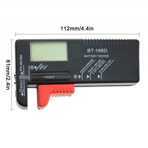 Batteritesteren, Digital batteritesteren til knapbatterier, Knapbatteritesteren, til AA, AAA, C, D, PP3, 9 V, 1,5 V19