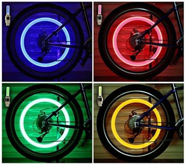 Sæt med 8 lysende LED-ventilpropper til cykelhjul Flerfärgad