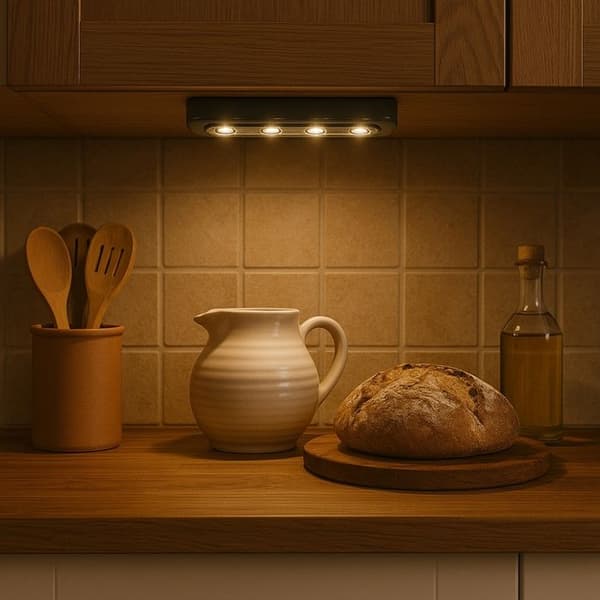 Tryckknappslampa LED - BOXELEC - 18 cm - Trådlös - Kompakt design - Innan belysning grå