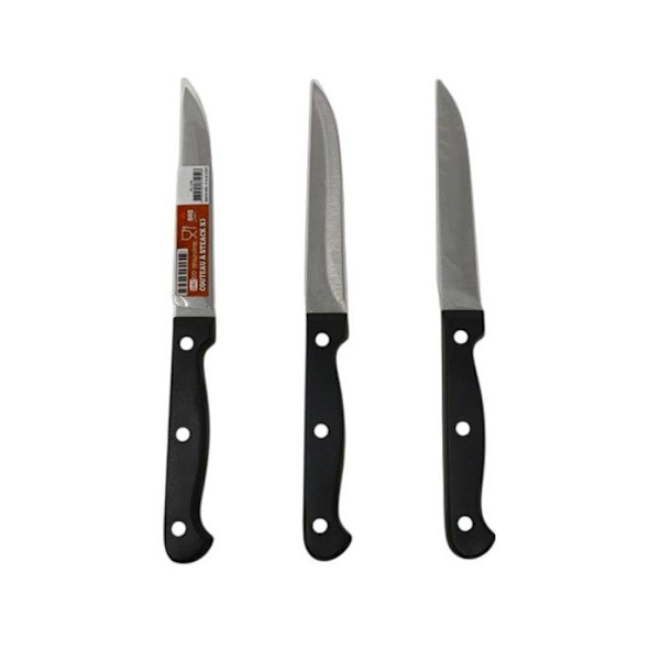 Steakknive - SIROCO - Sæt af 3 - Rustfrit stål - Glat klinge 11 cm - Ergonomisk