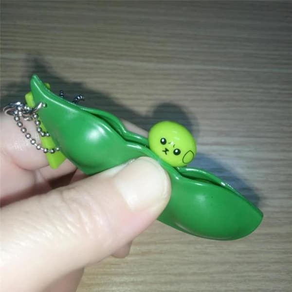 Nyckelring - Ptc1493 - Edamame - Grön - Silver - Relax anti-stress Silver