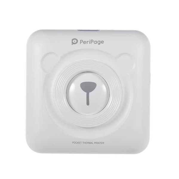 Mini Pocket Trådløs BT Termisk Printer til Billede Etikette Foto Memo Kvittering med USB-kabel - Hvid