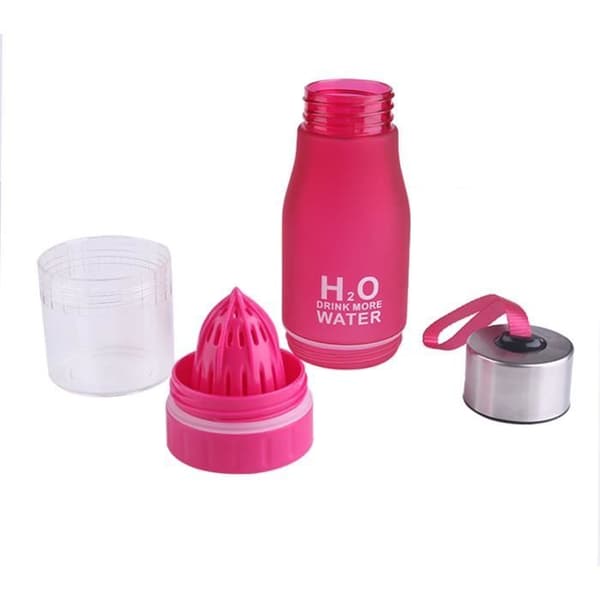 Vattenflaska - H2O - 650ml - Bärbar - Infuser - Rosa rosa