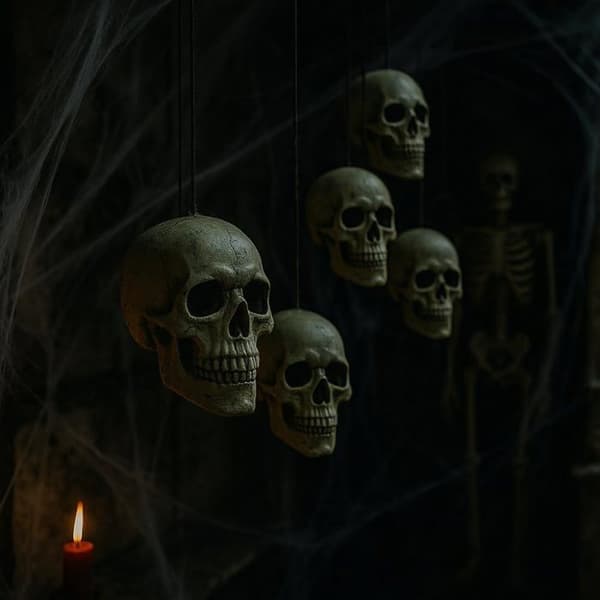 Dødningehoveder - SIROCO - Sæt af 6 - 10 cm - Plastik - Halloween Dekoration