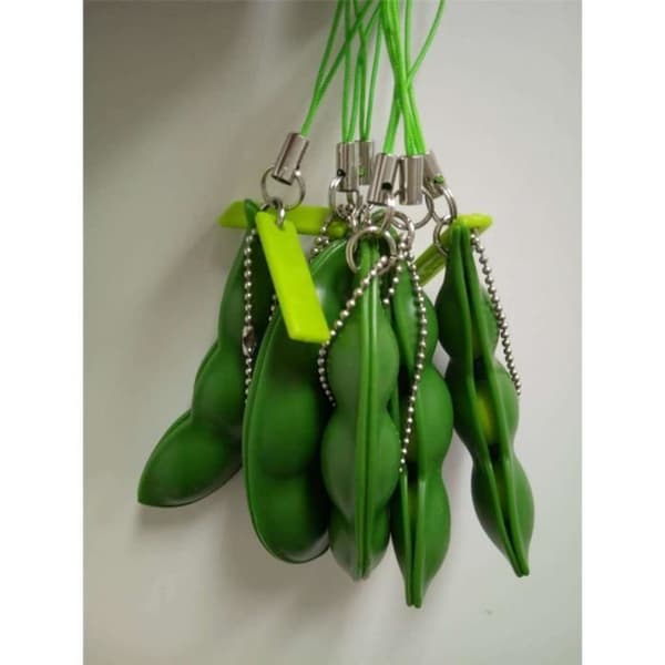 Nyckelring - Ptc1493 - Edamame - Grön - Silver - Relax anti-stress Silver