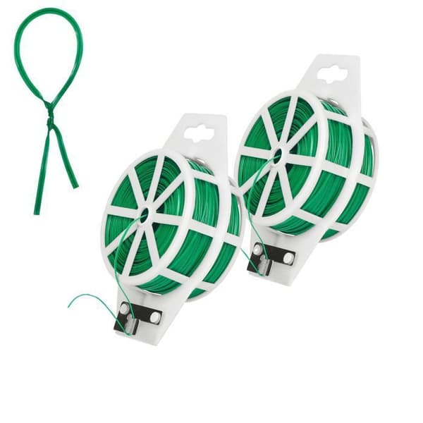 Spänntråd - Trädgård - 100 M - Grön - 2 stycken - Plastbelagd Krokig Tråd Grön