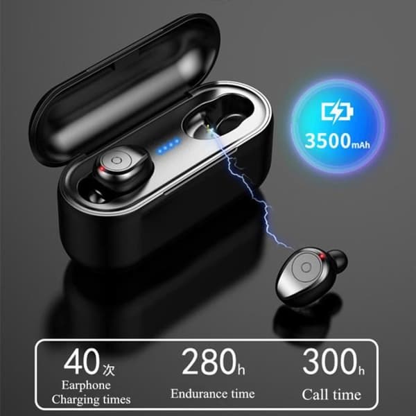 F9 Mini 5D Stereo Bluetooth Trådlös Bluetooth-hörlurar IPX7 Vattentäta sporthörlurar med 3500mA Power Button Version