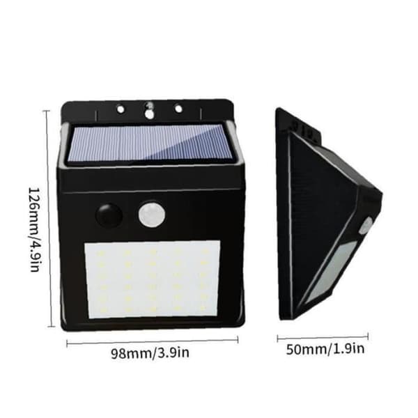 Solcelle væglampe - ZF08701 - LED - Bevægelsessensor - Sort - Udendørs