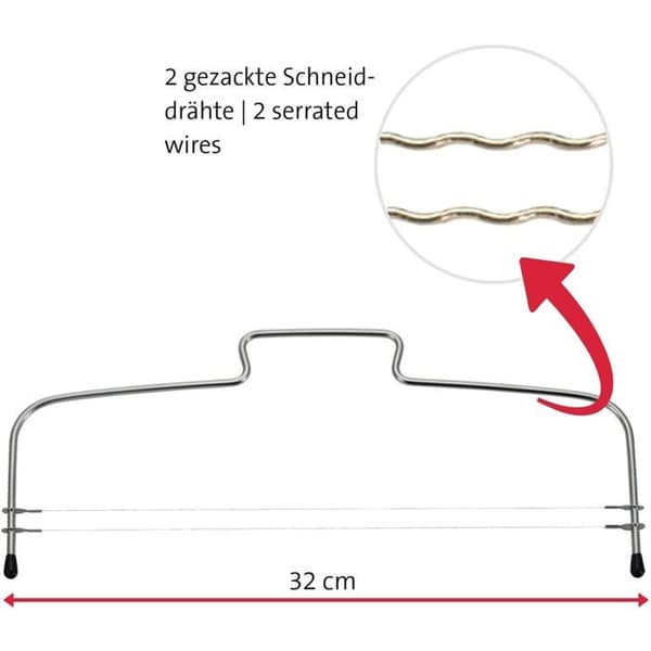 Kagekniv med 2 tandede skærefibre, rustfrit stål, længde: 32 cm, sølv HJEMMELAVET TILBEHØR