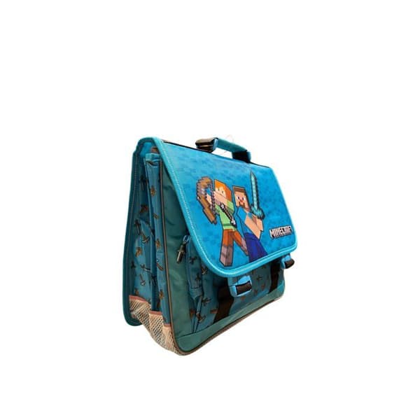 Minecraft Skuldertaske - 37 cm - Blå - 2 Rum - Polstrede Stropper Turkos