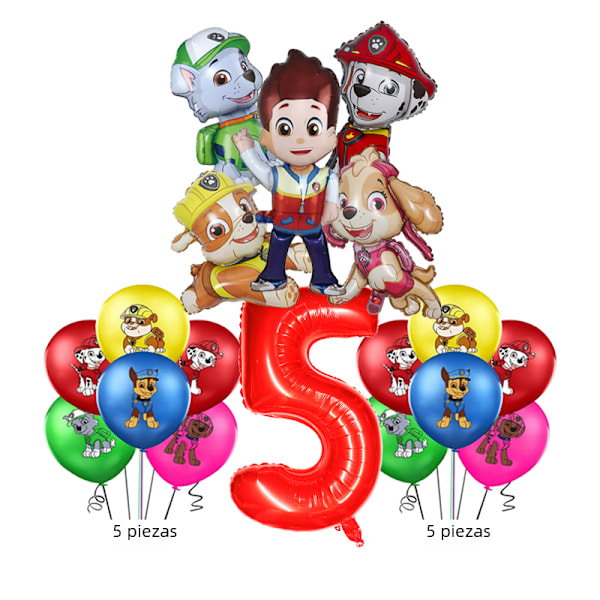 Barnkalasfestleksak Aluminium Paw Patrol Ryder Ballongset 5 No,