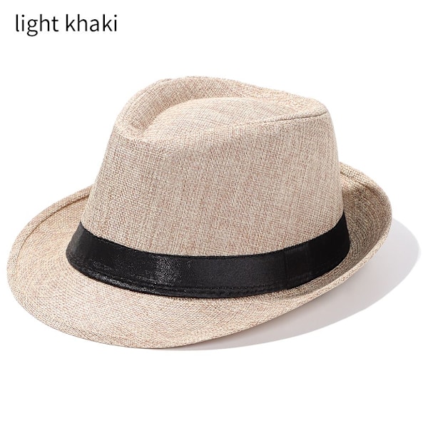 Mjuk gangsterhatt, filthatt, Fedora, Jazz, Playa, Sol Lightweight khaki fabric No,