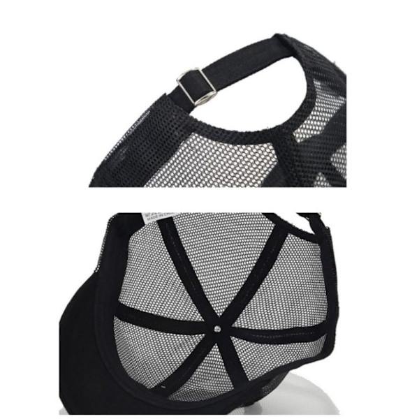 Herr full net baseballkeps, casual kort vingkeps, snabbtorkande, smal solskydd, enfärgad black No,