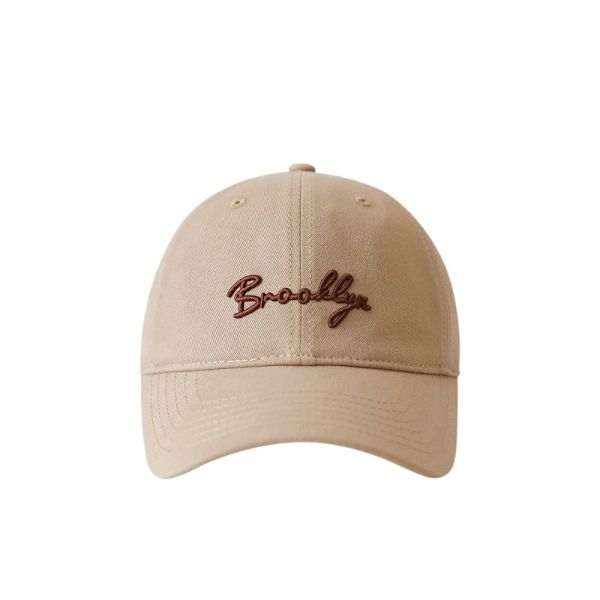 Justerbar basebollkeps för par, mjuk bomullskeps med solskydd, bokstavsbroderi, koreansk stil, hiphop, sommar Khaki No,