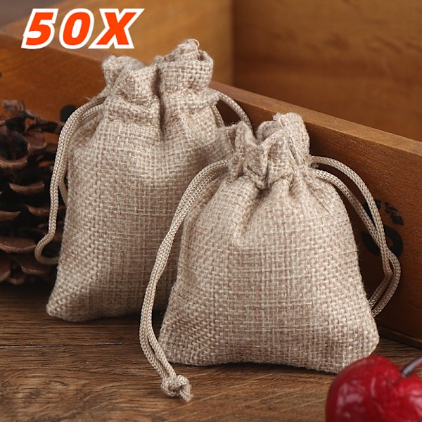 Godisförpackning, jutegåvor, bröllopssouvenirer, chokladsmycken, 13x18cm/10x15cm/7x9cm, 100/50 stycken 50 pieces No,