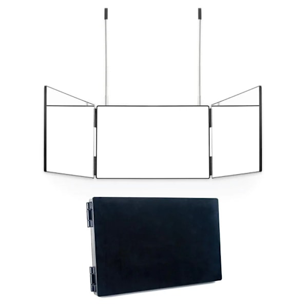 Automatisk hårklippningsspegel med tre speglar, 360 grader, LED-belysning, tre-i-ett, laddningsbar, justerbar höjd Light black No,