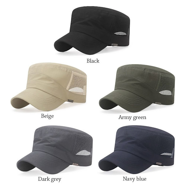 Andningsbar herrbasebollkeps, casual flat cap, justerbar, UV-beständig, lämplig för utomhusbruk, vår och sommar Green Army No,