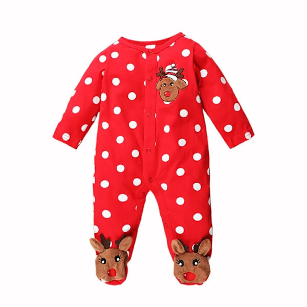 Nyfödd långärmad babykläder med fötter, söta herr- och dampyjamas, utomhus krypande babykläder 1 66 centimeters