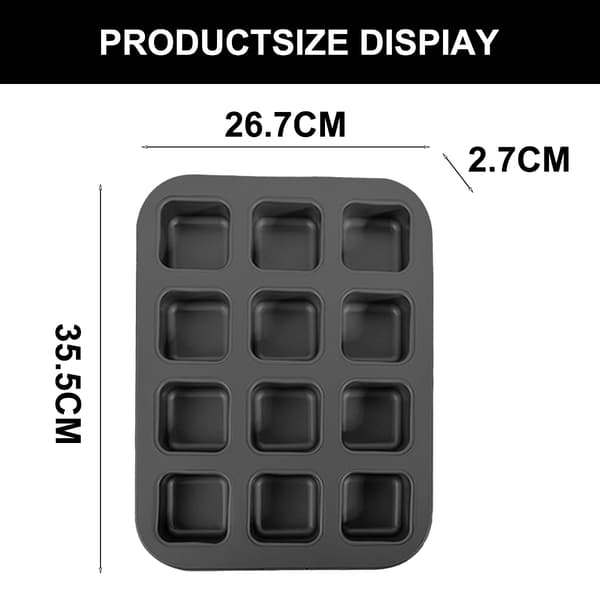 Brownie-form, 8-kammars non-stick rektangulär pannkaksform, blond bakredskap black No,