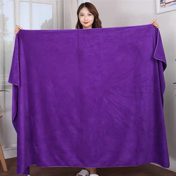 Superabsorberande ultrafina fiberbadhandduk, stor storlek, mjukt snabbtorkande badhandduk, sportstrandhandduk, ny Deep purple 90x190cm