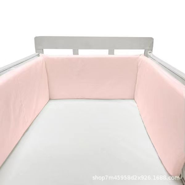 Nordic Star spjälsäng, tjock stötfångare, blixtlåsförsedd design, endelssäng, skyddspad för spjälsäng, 200x30 cm kudde NO32 Pink No,
