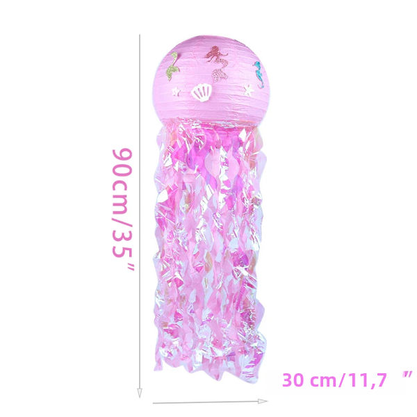 Gelatin fiskpapperslykta, rosa, lila, blå, undervattenslykta, havsnät, sjöjungfru, födelsedagsfestdekorationer, tillbehör Style B No,