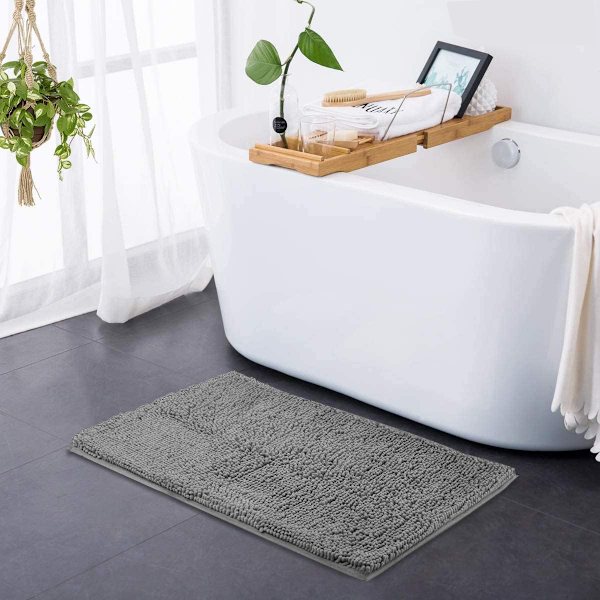 Mjuk halkfri ultrafin fiber plysch badrumsmatta, tvättbar, idealisk för badkar och duschar Dark gray 400mmx600mm