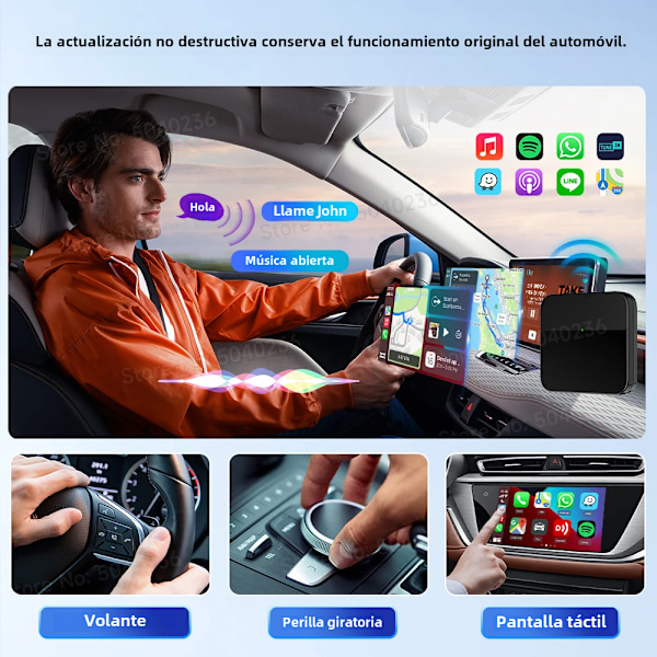 Carlinkit bärbar trådlös parkeringsadapter, mini smartbox, plug and play, WiFi, snabb automatisk anslutning, onlineuppdateringar Mini 3-3 No,
