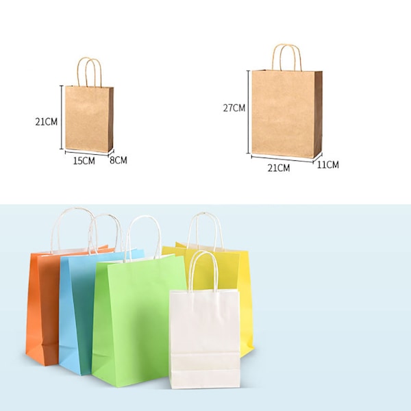 Barnens enfärgade presentpåse i kraftpapper, handväska, hantverk, 10 stycken green No,
