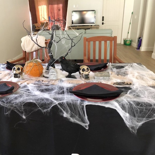 Konstsjälspindlar för Halloween-dekorationer, elastiska spindelnät för barer, hemsökta husscenrekvisita Style C 20 grams