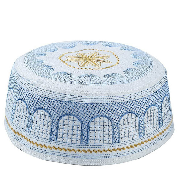 Islamisk broderi arabisk muslimsk huvudduk, bönehatt, muslimsk hatt white No,