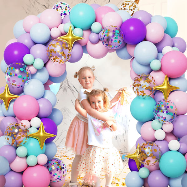 Enhörning Färgad Ballong Krans Båge Set, Regnbåge Bröllop Födelsedagsfest Dekoration, Baby Shower Latex Ballong 1 No,