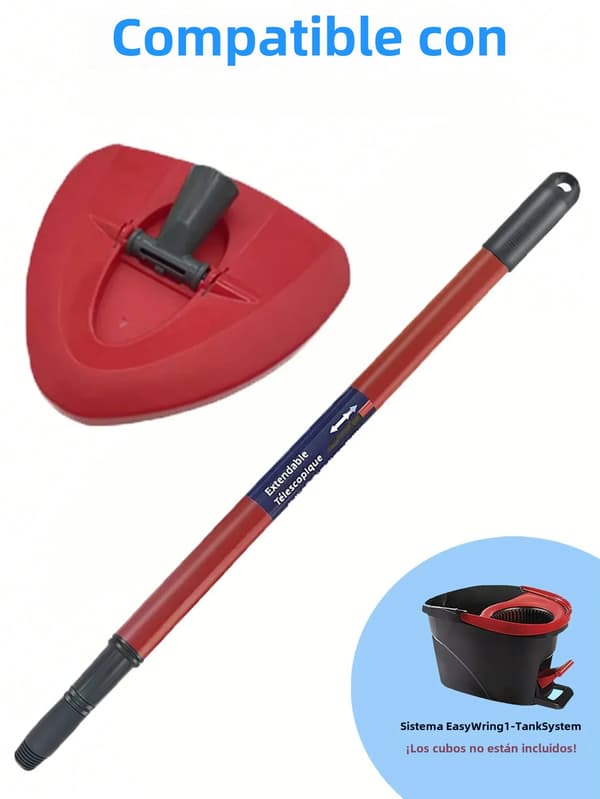 Utbyggbar roterande mopphandtag, 1 triangulär bas, kompatibel med O-Cedar och Vileda, 1 burk med systemreservdelar MOP handle and base No,