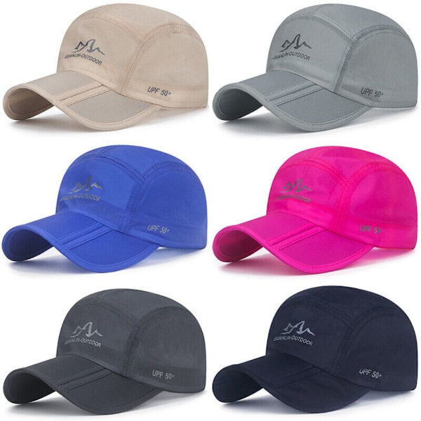 Enfärgad basebollkeps, snabbtorkande vandringskeps, hopfällbar, andningsbar, justerbar, solskydd, sommar Navy Blue No,