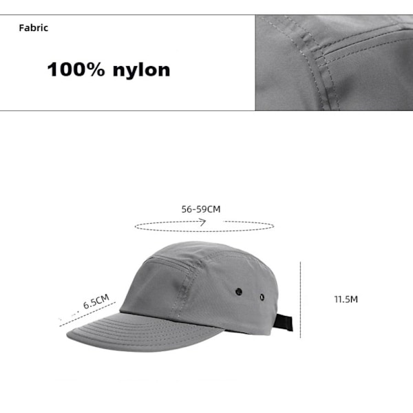 Snabbtorkande basebollkepsar för män och kvinnor, utomhus strand basebollkepsar, hip-hop snapback, solskydd, 5-panel black No,