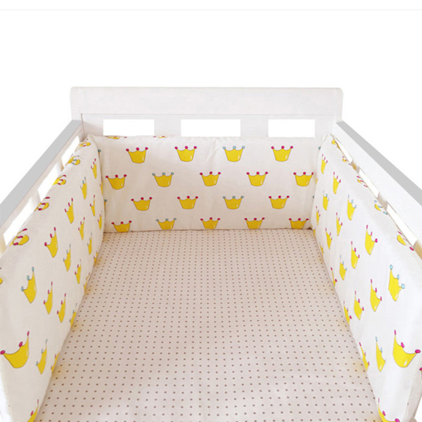 Nordic Star spjälsäng, tjock stötfångare, blixtlåsförsedd design, endelssäng, skyddspad för spjälsäng, 200x30 cm kudde Yellow Crown No,