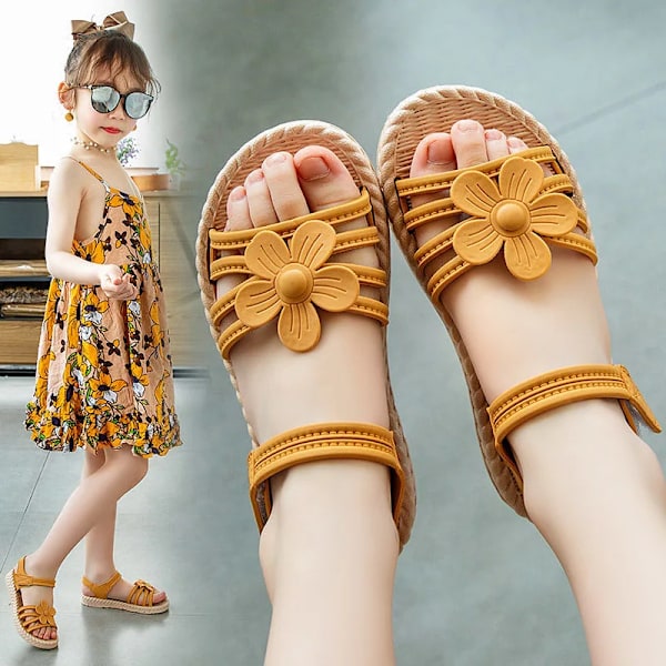 Flickors mjuka sandaler, fashionabla prinsesskor, planlösning, skolbarn, sommar Black 1 24 insoles 15cm