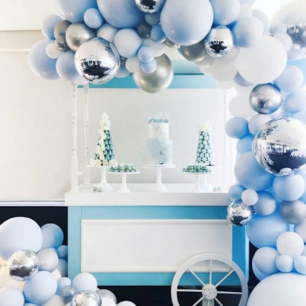 Blå ballongkrans bågsats, 1:a födelsedagsfestdekoration, babyshower, barn, bröllop, födelsedag, aluminiumfolie, latexballong 141 balloons 2 No,