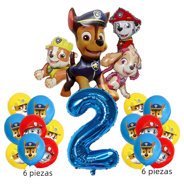 PAW PATROL tecknad aluminium ballong set med 17 delar, perfekt för barnkalas 2 No,