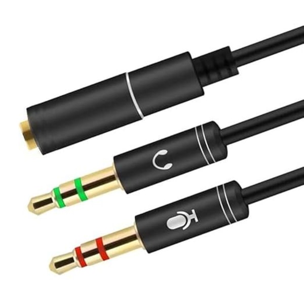 Hörlursuttag mikrofonfördelare 3,5 mm AUX-ljudmikrofonadapter hona till 2 hanmikrofonkabel PC-hörlurar kompatibel med hörlurar No, No,